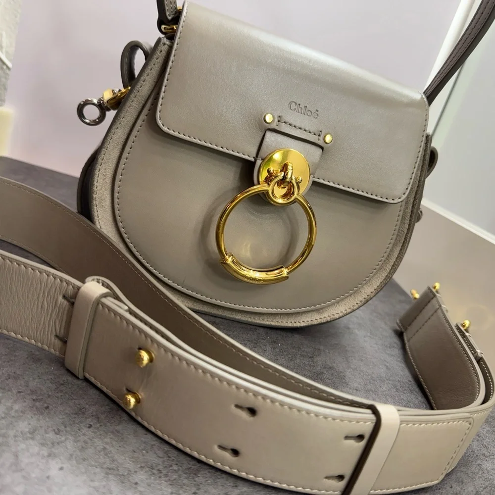 Chloe Gray Crossbody Bag with Gold Ring - Picture 8 of 9